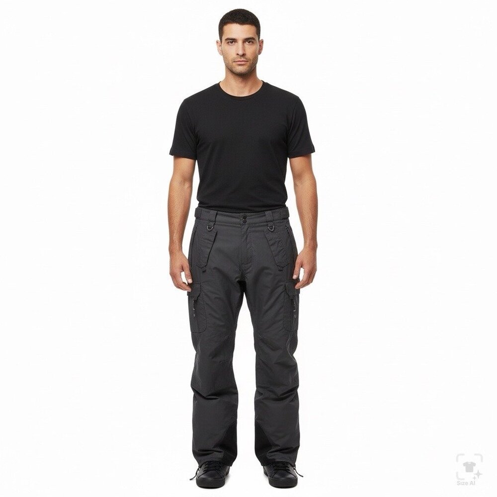 Helix Mens Black Snowboard Cargo Pants Adjustable Waist Drawstring Hem Sz XL